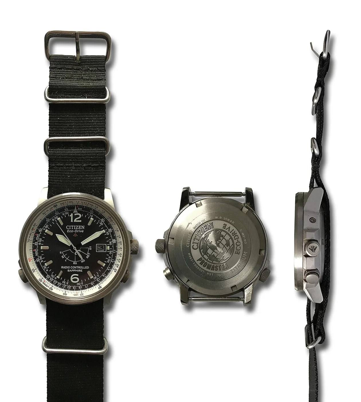 Citizen Promaster Eco-Drive AS2031-57E in mehreren Ansichten.