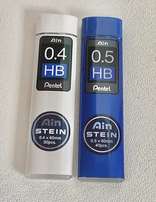 Tubos de minas Pentel Ain STEIN HB de 0,4 y 0,5 mm.