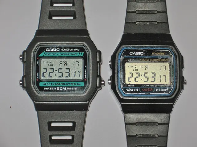 Casio W-86 a la izquierda y F-91W a la derecha, fotografiados juntos.