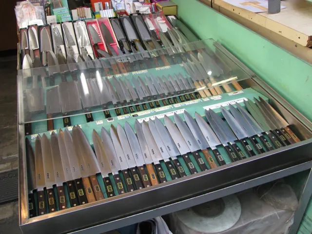 Coltelli giapponesi esposti in un negozio di Tsukiji
