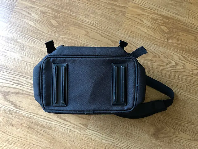 Borsa fotografica Nikon chiusa, vista dal fondo
