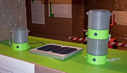 Sanyo-eneloop-LED-Laternen in einer Ausstellung